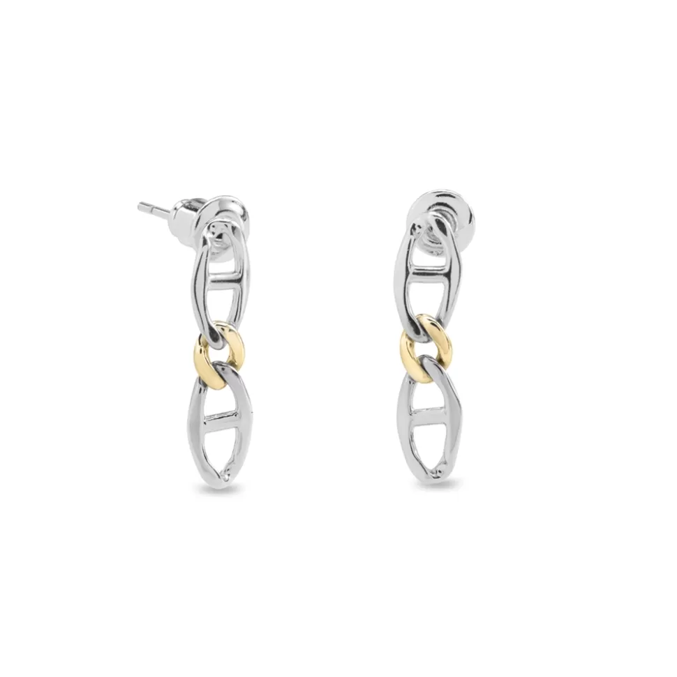 Women Folli Follie Earrings^The Chain Addiction Silvery Earrings With Gold Plated Element