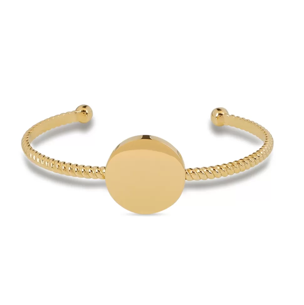 Women Folli Follie Bracelets^The Simple Reflection Gold Plated Bangle With Discus Motif