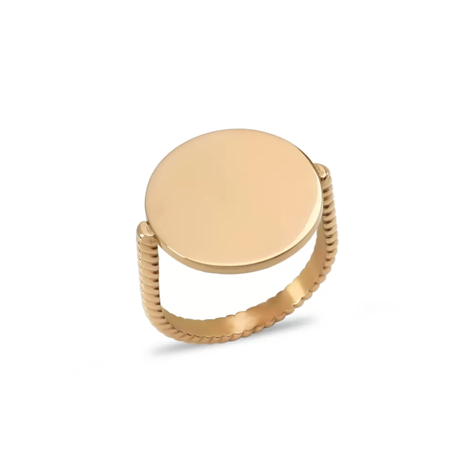 Women Folli Follie Rings^The Simple Reflection Gold Plated Ring With Discus Motif