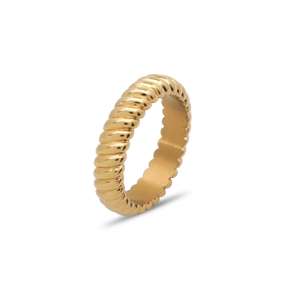 Women Folli Follie Rings^The Simple Reflection Gold Plated Thick Ring