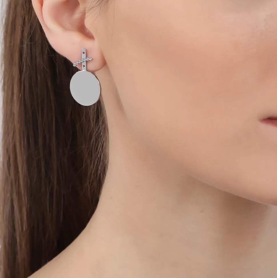 Women Folli Follie Earrings^The Simple Reflection Short Jacket Earrings With Discus Motif