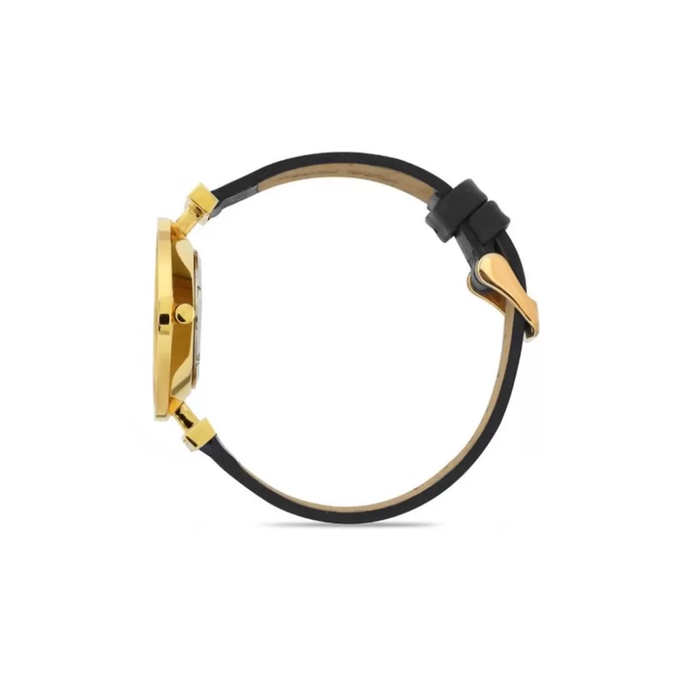 Women Folli Follie Leather Strap^Vintage Dynasty Gold Plated Watch With Leather Strap