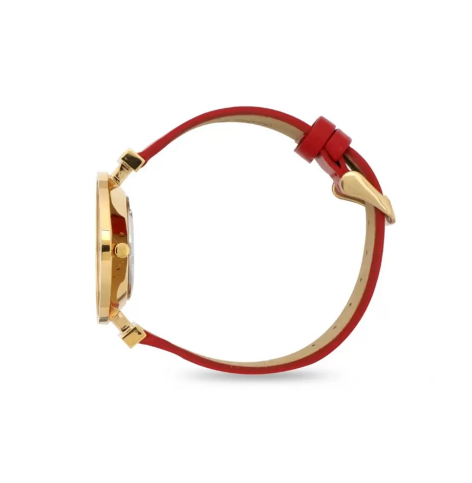Women Folli Follie Leather Strap^Vintage Dynasty Gold Plated Watch With Leather Strap