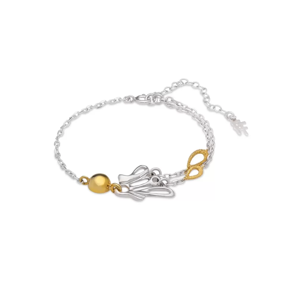 Women Folli Follie Bracelets^Winged Spirit Bicolor Silver Chain Bracelet With Wing Motif