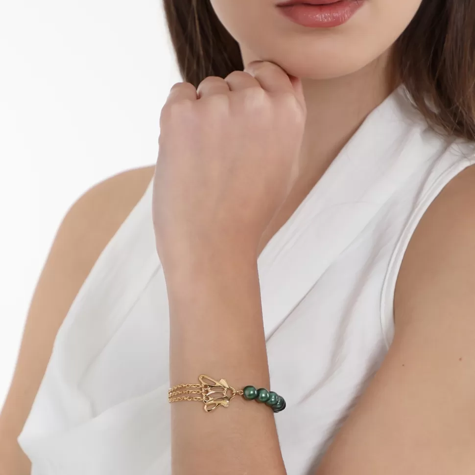 Women Folli Follie Bracelets^Winged Spirit Gold Plated Chain Bracelet With Pearls And Wing Motif