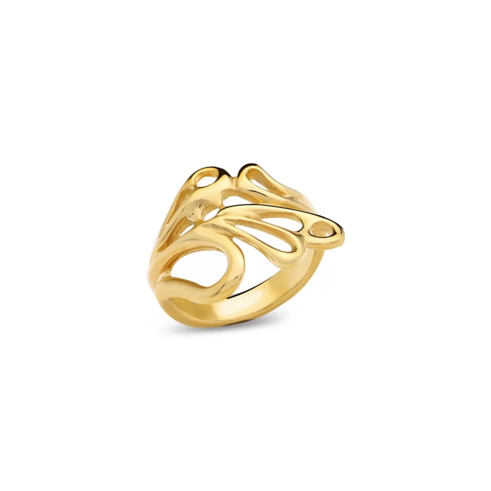 Women Folli Follie Rings^Winged Spirit Gold Plated Ring With Wing Motif