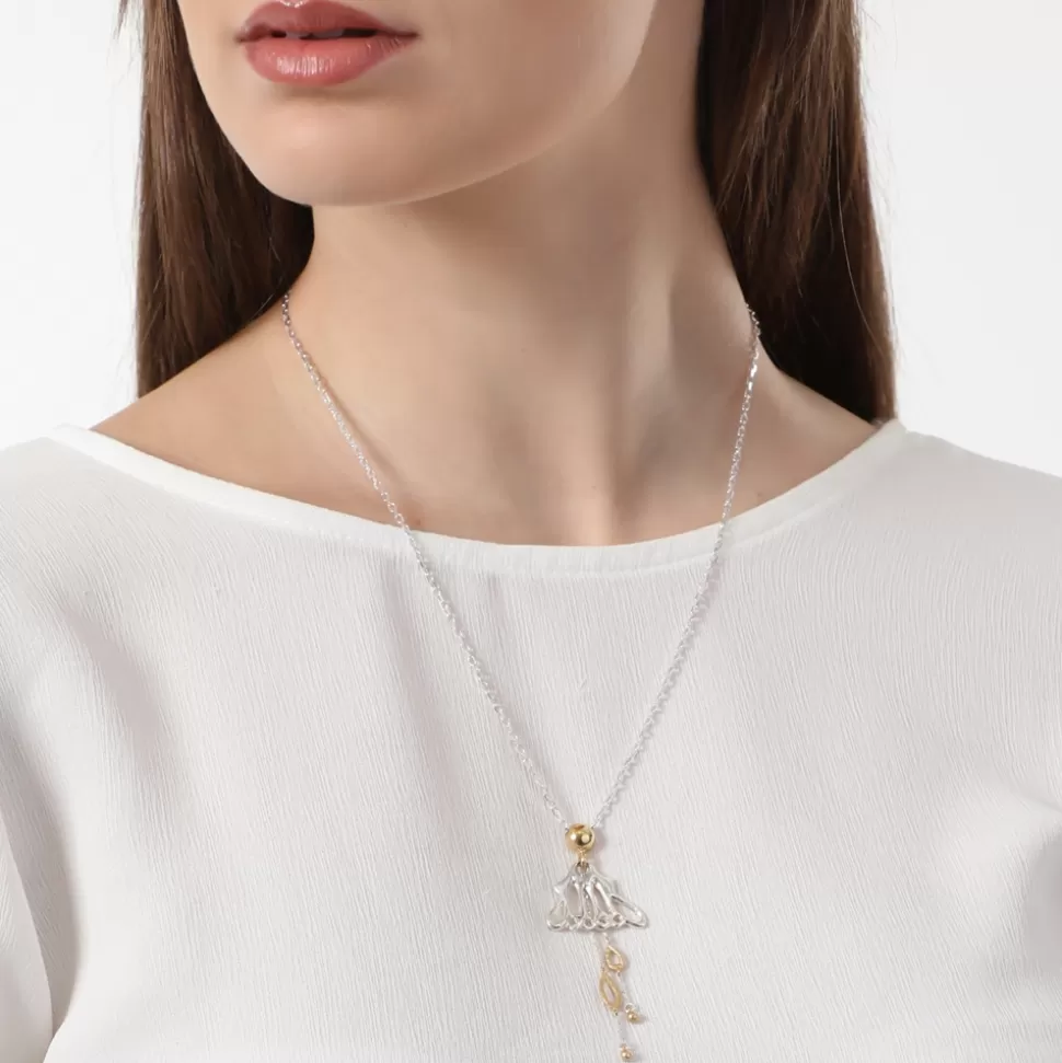 Women Folli Follie Necklaces^Winged Spirit Long Bicolor Silver Chain Necklace With Wing Motif