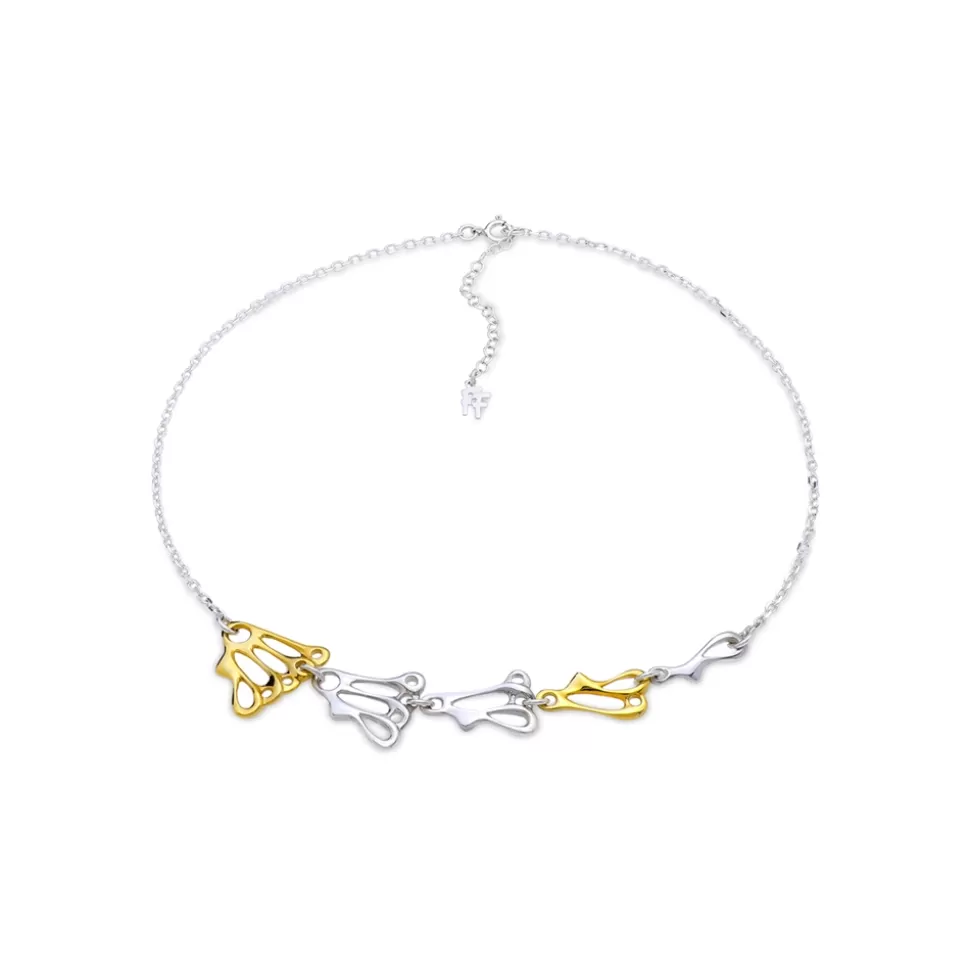 Women Folli Follie Necklaces^Winged Spirit Short Bicolor Silver Chain Necklace With Wing Motifs