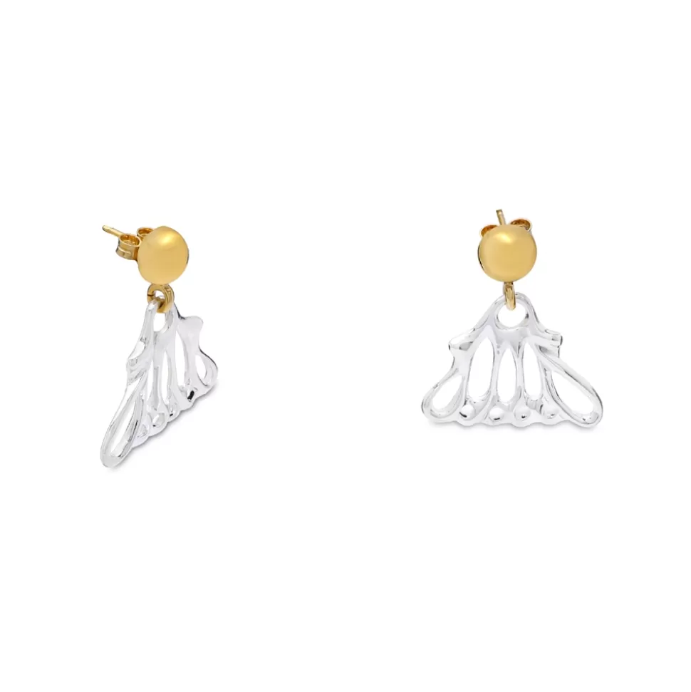 Women Folli Follie Earrings^Winged Spirit Short Bicolor Silver Earrings With Wing Motif