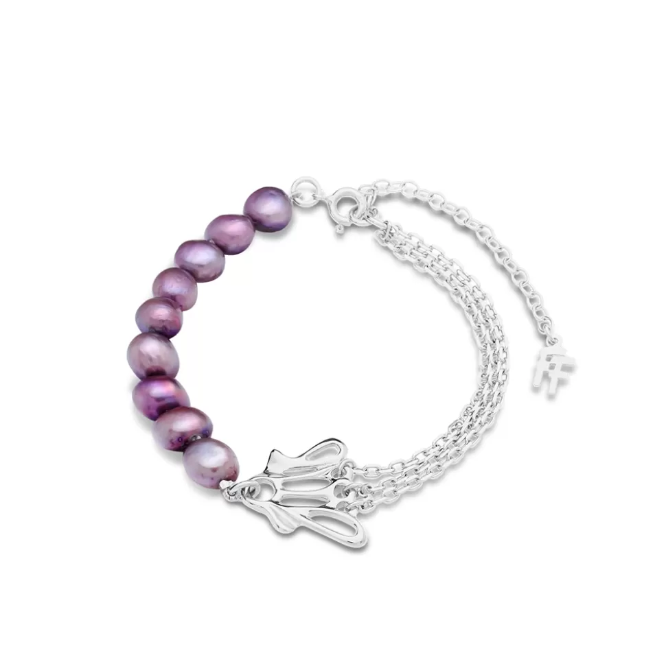 Women Folli Follie Bracelets^Winged Spirit Silver Chain Bracelet With Pearls And Wing Motif